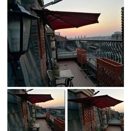 3M Half Side Patio Umbrella Camping Shades Garden Canopy Polyester Parasol Courtyard Awning Outdoor Accessories Without The Base