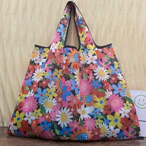 Folding waterproof supermarket shopping bag environmental protection bag womens handbag Oxford cloth storage bag Shoulder bag