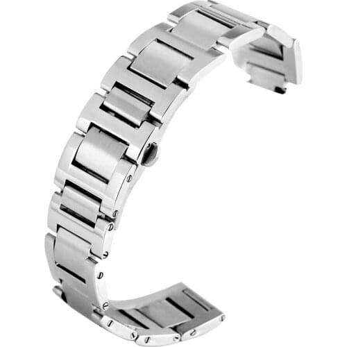 9/11/12mm Lug Width Stainless Steel Watch Band Replacements Push-Button Hidden Clasp High Quality Solid Steel Watch Strap