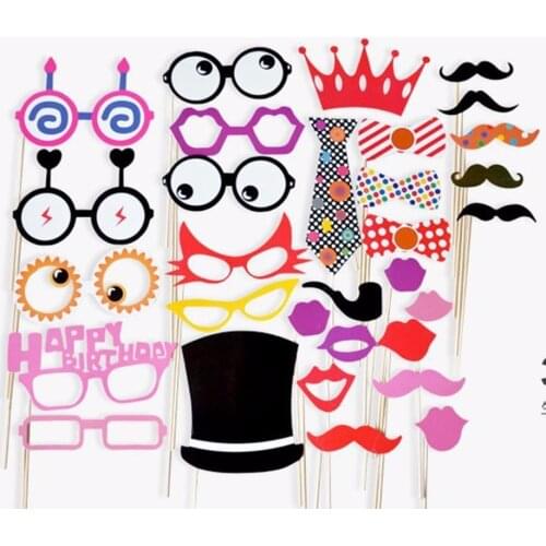 Wedding DIY Decoration Photo Booth Props Funny Mask Glasses Mustache Lip on A Stick Baby Shower Wedding Birthday Party Supplies