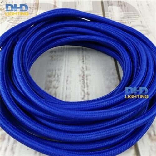 12meters/lot dark blue color textile cable fabric wire vintage power cord