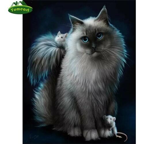 Yumeart 5D Diamond Painting Rhinestone Cat Animal Picture Diamond Embroidery Cross Stitch Handmade Diamond Mosaic Rat,wall Decor