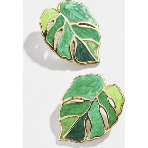 2020 Fashion New Style Latte Art Drop Oil Leaf Earrings Exquisite Women Summer Fashion Ear Stud Ins Ear Stud