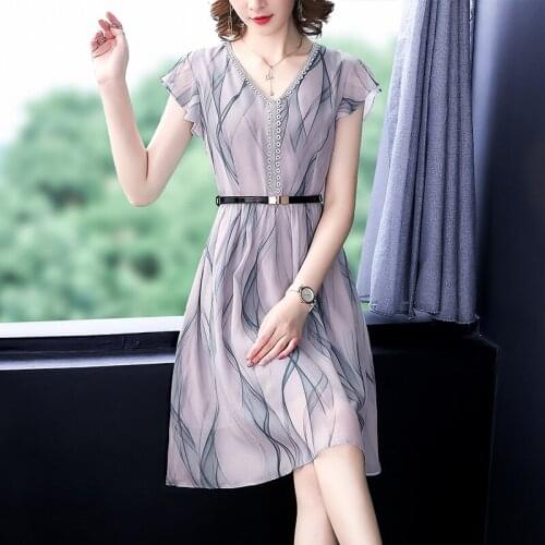 2021 Summer New Style Fashion Comfortable Holiday Elegant Lace Trim Ruffle Sleeve Short Sleeve Dress Dresses Women