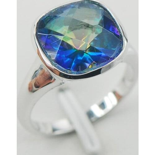 Rainbow Crystal ZirconWomen 925 Sterling Silver Ring F831 Size 6 7 8 9 10