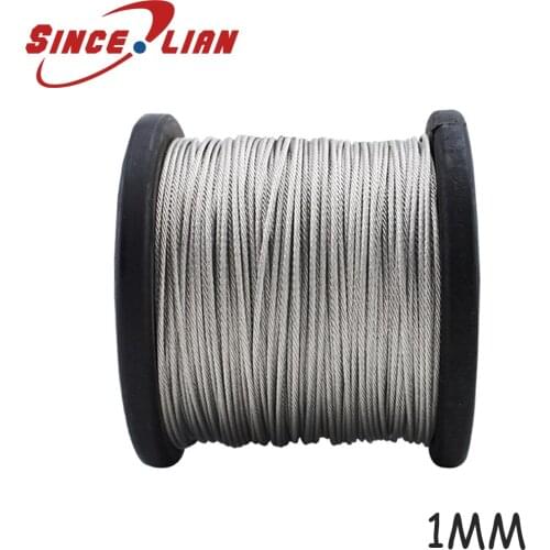 100M/Roll High Tensile 1mm Stainless Steel Wire Rope 7X7 Structure Cable Stainless Steel Wire Fishing Rope Cable
