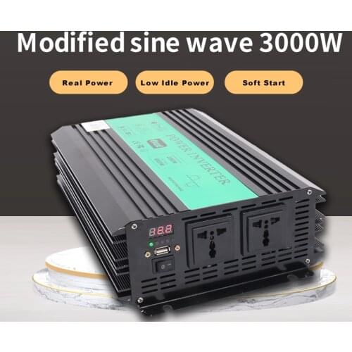 3000W Peak DC12V to AC 230V Solar Power Inverter Converter USB Output Stabl