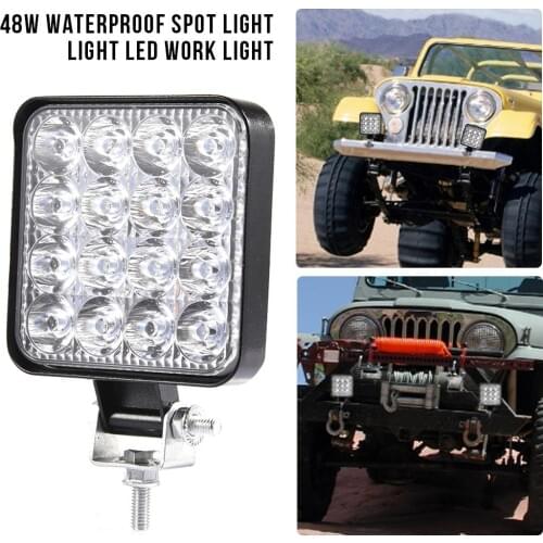 48w Square Work Light LED Flood Beam Lights 30 Degree Off-road Rugged Bulb Lamp Light Fog Lighting For Jeep led headlight