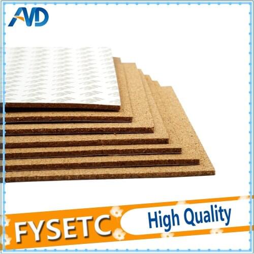5pcs Square 200x200mm Thickness 3mm Adhesive Cork Sheets For i3 Heated Bed Hot Plate With Tape Thermal Cork Plate