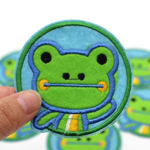 5pcs Cartoon Animals Diy Embroidery Patches For Clothing Lovely Frog Embroidered Patches For Clothes Stripe For T-shirt Badges