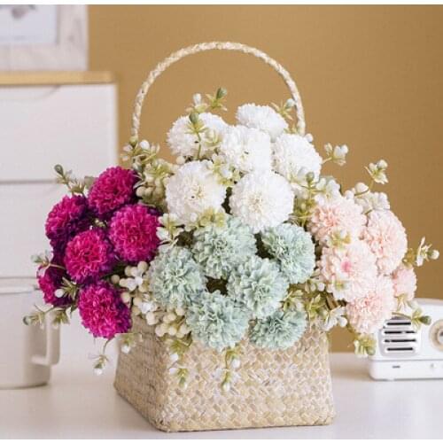 6 head ball chrysanthemum simulation flower dandelion single chrysanthemum wedding decoration silk fabric fake flower