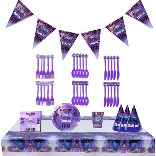 9pcs/set Fortnite Birthday Party Decoracion Game Figure Character Paper Cup Tablecloth Banner Paper Towel Kids Christmas Gift