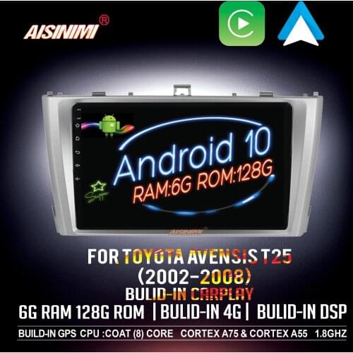 AISINIMI 6G+128G Android 10 Car Dvd Player navigation For Toyota Avensis T27 2009-2015 Audio Gps Multimedia Stereo Monitor