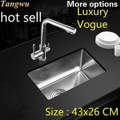Free shipping Apartment standard balcony kitchen sink 3 mm food grade stainless steel single slot hot sell 43x26 CM