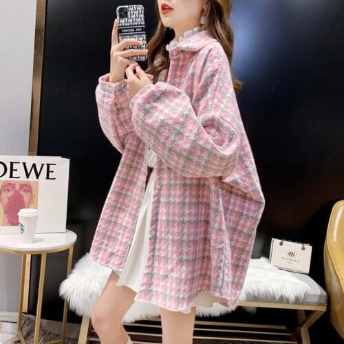 Blouse Women 2020 Plaid Shirt Womens Long Korean Style Padded Shirt Womens Blusas Ropa De Mujer