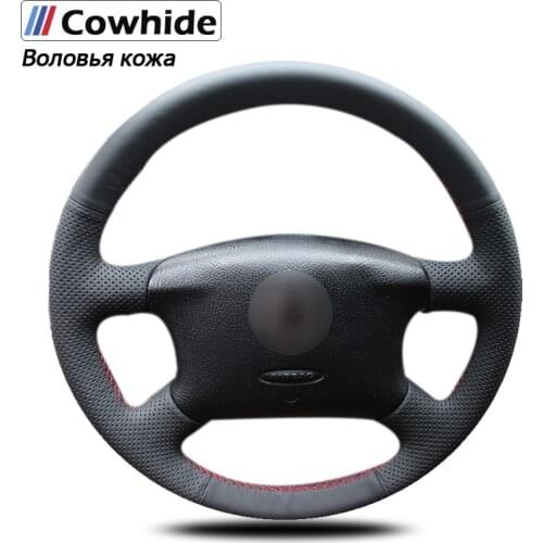Black Genuine Leather Car Steering Wheel Cover for Volkswagen Passat B5 VW Passat B5 VW Golf 4