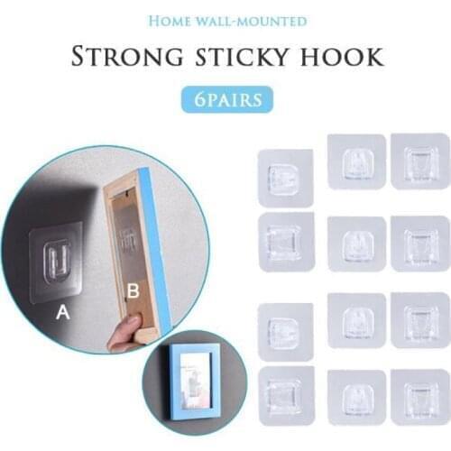 Double-Sided Adhesive Wall Hooks Strong Transparent Double-sided Suction Cup Sucker Wall Storage Holder Adhesive Wall Hooks Wall