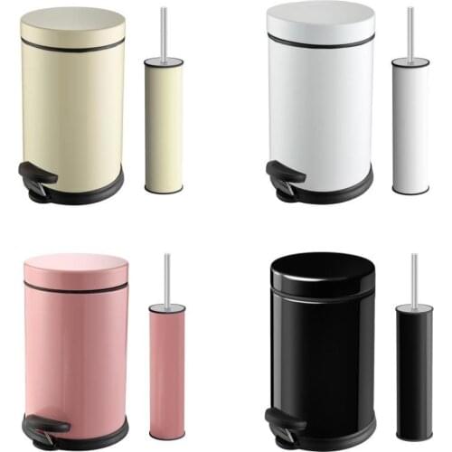 Chrome Pedal Dustbin Toilet Brush 2 Pcs Bathroom Set Dustbin and Toilet Brush 3 Liter Colorful Double Set Toilet Set 3 LT