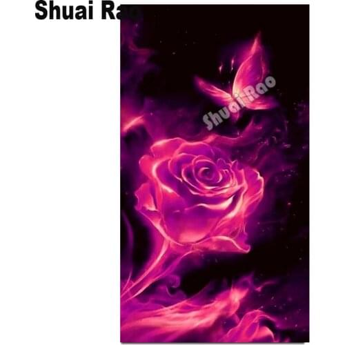 Fantasy Butterfly Fire Rose diamant painting full square round diamond painting flowers diamond mosaic set rhinestone Embroidery