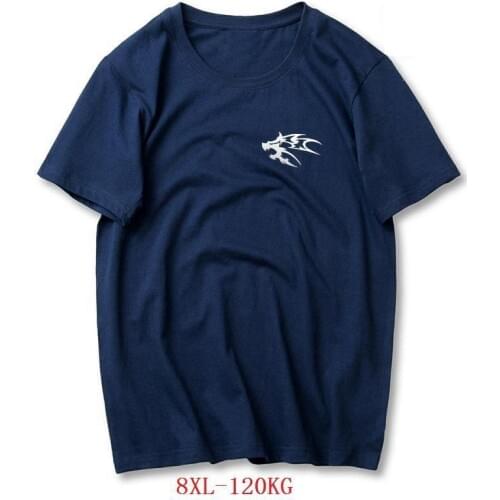 Summer Mens T-Shirt 5XL Wolf Large Size Large 6XL 7XL 8XL Casual T-Shirt with Cotton Print Home Loose Navy Blue