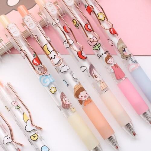 3pcs /lot Lovely Sunny Day Big Eyes Girls Press Gel Pen 0.5mm Black School Stationery for Girls