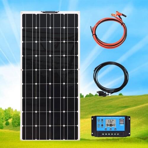 Flexible Solar Panel Kit Complete System 120 Watt 18v Controller 1000W Inverter 12v/24v Charging Batteries of Car Yacht Boat