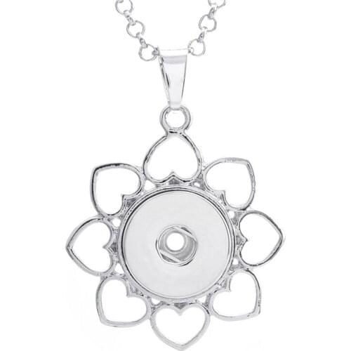 Hot sale XL0052 Heart Flower DIY beauty snap Pendant Necklace fit 18mm beauty snap buttons fashion snap jewelry