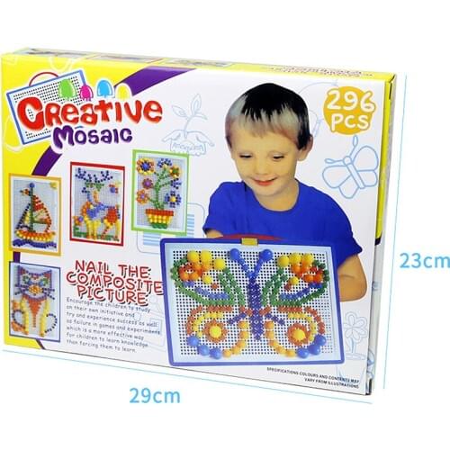 Intelligent 3D Puzzle Games for Children 296 Grain Mushroom Nail Beads Box-packed Educational Toys