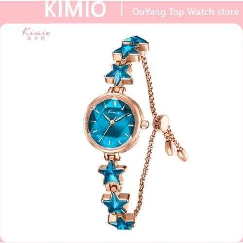 KIMIO Fanshion Quality Crystal Diamond Bracelet Quartz Watches Woman Watches 2021 Brand Luxury Ladies Wrist Watches For Women