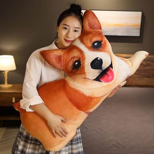 Creative Funny Simulation Corgi Dog Pillow Sleeping Sofa Cushion Shiba Inu Doll Plush Toy Bed Room Decor Baby Girl Birthday Gift