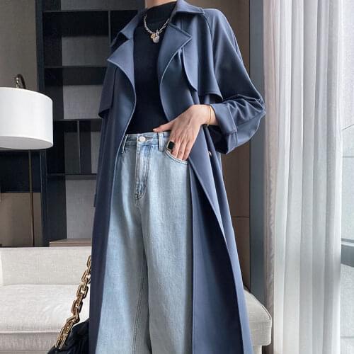 Fy1068 Fad spring autumn winter new women Vogue casual Ladies work wear nice Jacket woman female OL windbreaker long coat