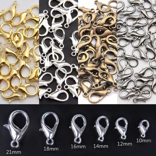 Gold/Bronze/Silver Color Metal Lobster Clasps Hooks for Necklace Bracelet Jewelry Making DIY Findings