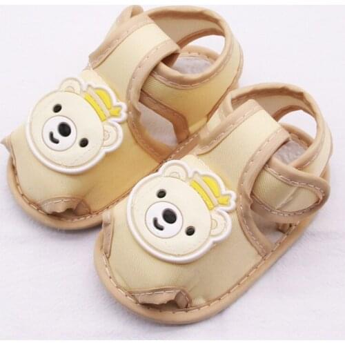 Cute Summer Baby Boy Girl Bear Pattern Sandals Infant Newborn Soft Sole Anti-slip Shoes Hollow Sandals for 0-18M