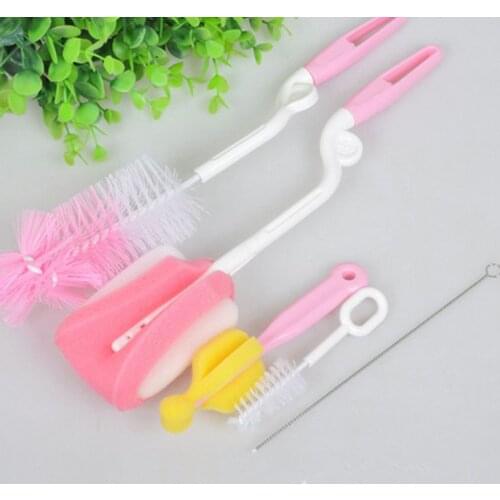 Bottle Brush Set Of 5 Baby Products 360 Degree Sponge Bottle Brush With Nipple Brush Straw Brush Five-Piece Set