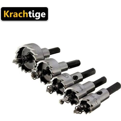 5Pcs Carbide Tip HSS Drill Bit Saw Set Metal Wood Drilling Hole Cut Tool for Installing Locks 16/18.5/20/25/30mm Woodworking