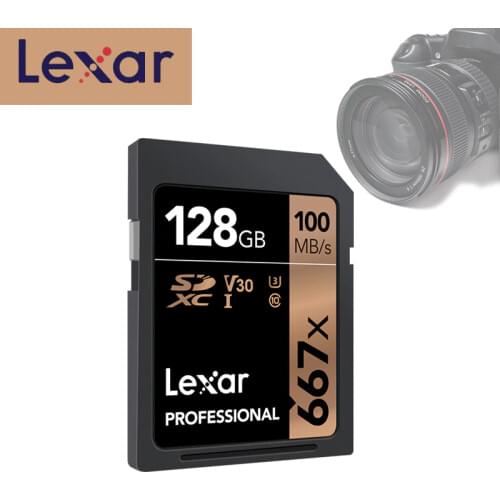 Original Lexar Professional SD Memory Card 667x 128GB U3 class 10 SDXC Flash Cards 100M/s For 1080p 4K Video Camera free shiping