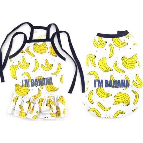 DRESSPET Pet Dog Banana Vest Skirt Clothes XS-XXL Cute Fashion Breathable Mesh Thin Shirt Summer couple dress