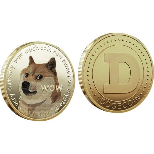TO THE MOON Beautiful Wow Gold Plated Dogecoin Commemorative Coins 1PC DOGE Coin Cute Dog Pattern Dog Souvenir Collection Gift