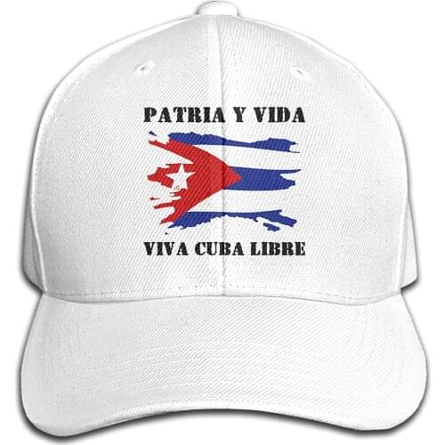 Patria Y Vida Viva Cuba Libre Adjustable Peak Cap Baseball Cap Men and Women Outdoor Travel Sunscreen Sports Cap Hat White