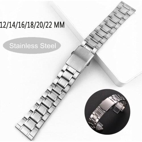 18mm 20mm 22mm Watchband Stainless Steel Bracelet Wristband 16mm 14mm 12mm Watch Strap Smart Watches Accessories For Women Men