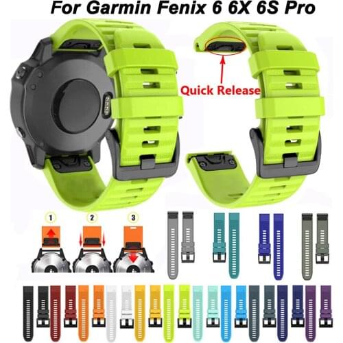 26mm Sport Silicone Watchband Wriststrap for Garmin Fenix 6X 6 6S Pro 5X 5 5S Plus 3 HR 20 22mm Easy Fit Quick Release wirstband