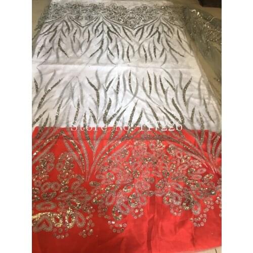 Special tulle lace fabric JRB-91227 with silver glued glitter nice looking african tulle net lace fabric