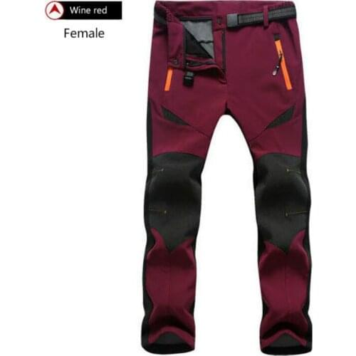 Outdoor mens and womens windproof waterproof winter thickening thermal lovers' soft shell climbing cardigan pants