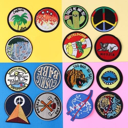 Punk Rose axe Patch Grimace Patches Ironing On Jeans Badges Cheap Embroidered Coconut tree Patches For Clothing Stickers