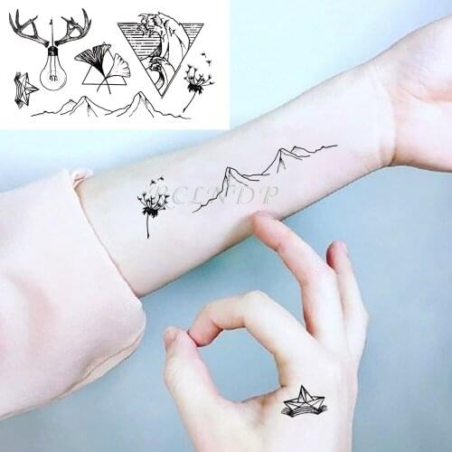 Waterproof Temporary Tattoo Sticker Mountain Bulb hill Triangle Fake Tatto Flash Tatoo Hand Back Foot for Girl Women Men Kids