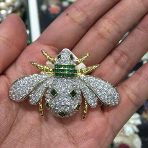 Top quality insect bee brooch pins pendant double use 925 sterling silver with cubic zircon fine women jewelry free shipping