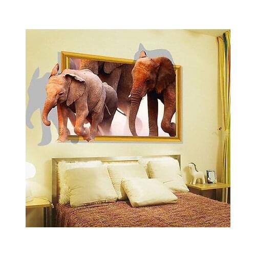 High quality 3D Lovely Elephant 3D Removable Wall Sticker Room Decor Decal Vinyl Mural