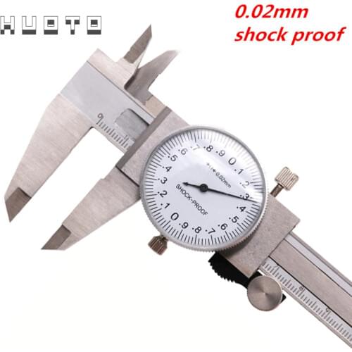 High quality double needle 150mm 0.02mm 0.001" stainless steel dial vernier caliper dial gauge plastic dial caliper measure tool
