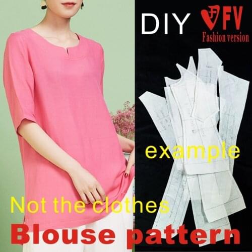 Ladies' small shirt pattern half-sleeved jacket garment cutting drawing 1:1 pattern physical BXS-47