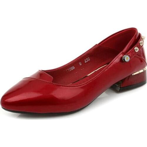 Hot Selling 2020 New Spring Pointed Patent Leather Shoes Shallow Women Casual Shoes Non-slip Wear Low-heel Shoes Large Size 43